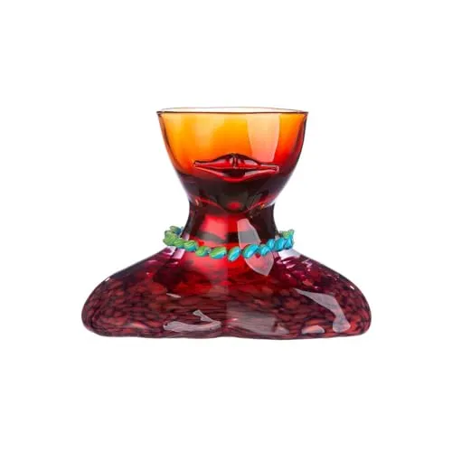 Glas Art Vase Dekovase - Gump, rot, 25 cm - Vasen - Handgefertigte Tischvase aus durchgefärbtem Glas mit Fusingglas Elementen, ein eleganter Blickfang für jedes Zuhause und ein ideales Geschenk für besondere Anlässe.