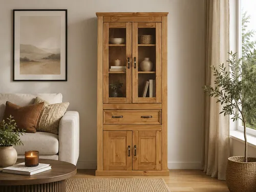 Home affaire Vitrine Selma 180 cm (2-trg) beige