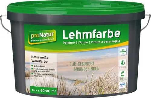 Pronatur Lehmfarbe Naturweiß 10 L - umweltfreundliche Wandfarbe - Farben, atmungsaktiv und schadstofffrei für ein gesundes Raumklima.