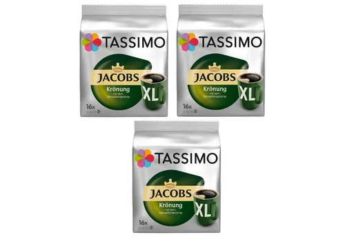 TASSIMO Kaffee Kapseln Jacobs Krönung XL aromatisch T Discs 3 x 16 Getränke, 432 g, (Packung, 3er Pack)