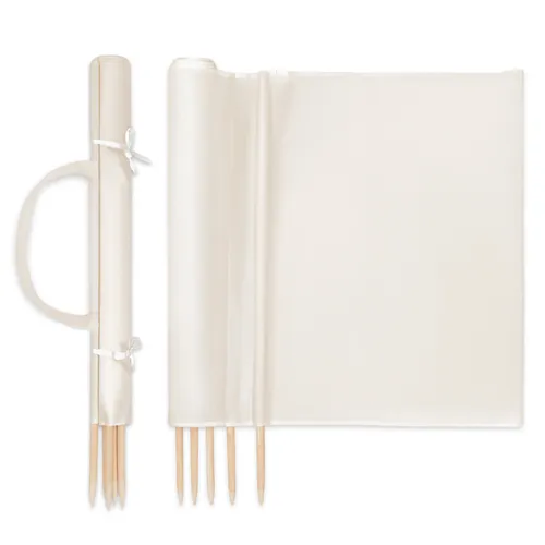 Mobiler Strandwindschutz 5m - Beige - Strandmuschel aus hochwertiger Baumwolle und Buchenholz, idealer Windschutz für entspannte Tage am Strand.