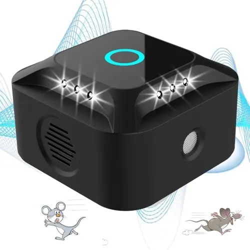 Ultraschall Maus und Ratten 360°,Ultraschall Mäuseabwehr Mit Stroboskoplichtern und PIR,3 Arbeitsmodi Ultraschall Mäuseabwehr Mäuse für Nagetiere, Mäuse, Eichhörnchen, Spinnen