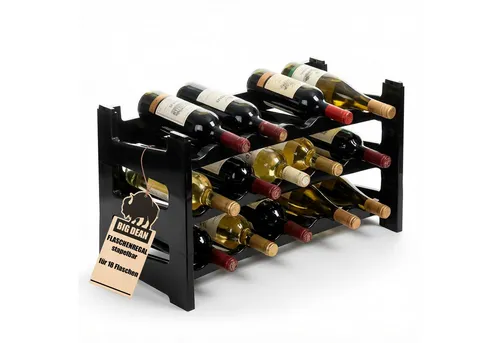 BigDean Flaschenregal Flaschenregal stapelbar für 18 Flaschen Weinregal, Set 3-tlg., Modular, Erweiterbar, Werkzeugfrei, Robust, Standsicher