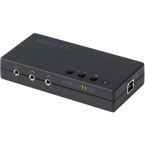 TERRATEC AUREON USB 7.1 Soundkarte - Externes 8-Kanal Soundgerät für PC und Notebook, ideal für Surround Sound mit AC3 und DTS, zahlreiche Anschlussmöglichkeiten für optimale Audioqualität.