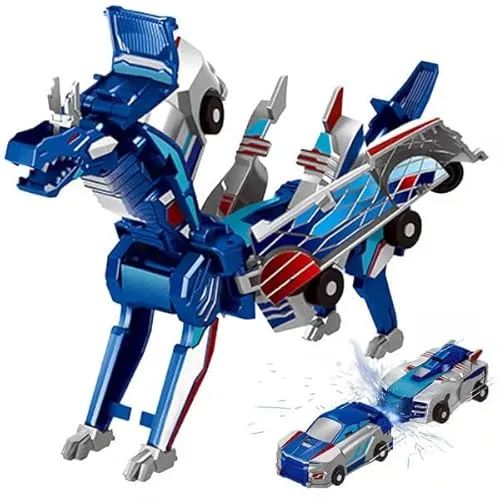 Vyzio Switch and Go Dino Auto – Magnetisches Transformer Spielzeug | Dino Auto Transformers mit 2-in-1 Verwandlung | ROARWHEEL (Blau)