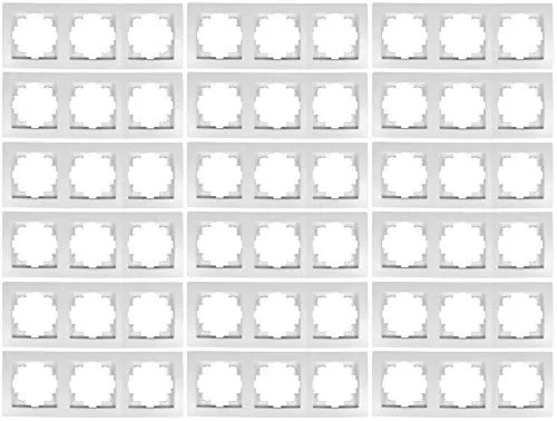 McPower Rahmen Flair 3-fach weiß | 18er-Pack - Steckdosenblenden mit modernem Design und konvexer Linienführung, 3-fach-Rahmen für vielseitige Installationen, robuster Kunststoff in elegantem Weiß, ideal für trockene Innenräume.