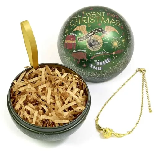 Harry Potter Goldener Schnatz in Weihnachtskugel Frauen Armband goldfarben