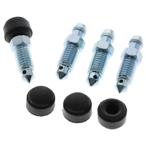 4X Bremssattel Entlüfterschraube Entlüftungsventil M8x1.25x33 mm SW9 mit Kappen