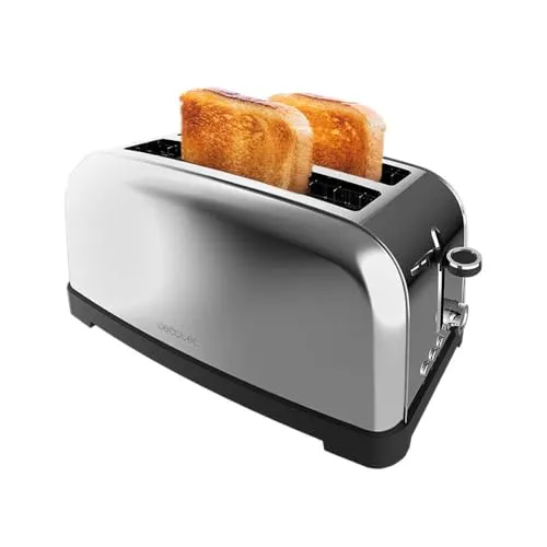 Cecotec Vertikaler Toaster Toastin time 1500 - 2 Langschlitze, 1500 W Leistung, edles Edelstahl-Finish und 7 Bräunungspositionen für perfektes Toasten