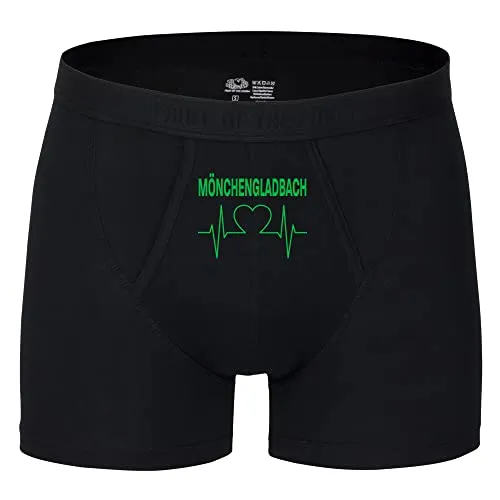 multifanshop Herren Boxer Short - Mönchengladbach - Herzschlag - Druck grün - Unterwäsche Größe L schwarz