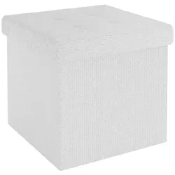 Intirilife Sitzhocker mit Stauraum in Schnee Weiß - Faltbarer Sitzhocker aus Stoff (38x38x38 cm) mit praktischem Stauraum. Ideal für Ordnung und zusätzliche Sitzgelegenheit. Der Deckel schützt den Inhalt vor Staub und Schmutz. Perfekt für jeden Raum!