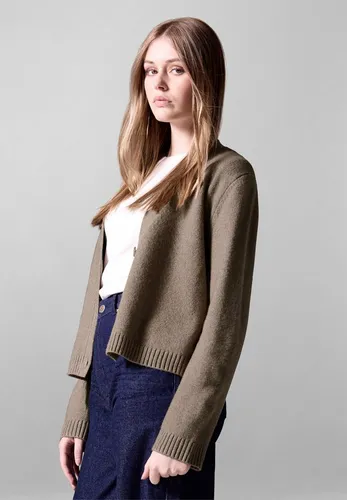 Street One Studio Damen F253840 Basic Cardigan, Mocha Kiss Mel. - Strickjacke für Damen mit V-Ausschnitt und Knopfleiste, aus weichem Materialmix mit Stretchanteil für optimalen Tragekomfort.