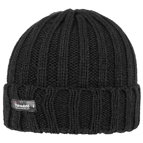 Lipodo Thinsulate Umschlagmütze Damen/Herren - Wintermütze mit Futter - Strickmütze mit breitem Umschlag - Mütze Herbst/Winter - Beanie schwarz One Size