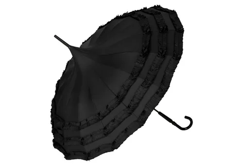 von Lilienfeld Stockregenschirm Sarah mit Rüschenkante in schwarz von VON LILIENFELD