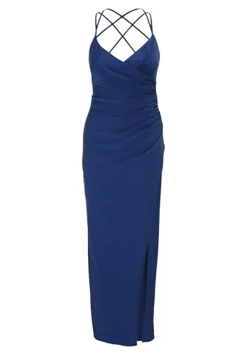 Vera Mont Damen Abiballkleid figurbetont Festival Blue, 34 - Abendkleid für Damen, figurbetont mit elegantem V-Ausschnitt, betont die weiblichen Kurven und sorgt für eine attraktive Passform. Ideal für besondere Anlässe und festliche Events.