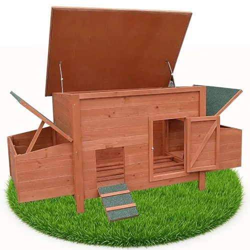 Melko Hühnerstall XXL – Geräumiger Hühnerhaus mit Rampe und 2 Nestboxen - Geflügelstall aus robustem Holz, ideal für bis zu 6 Hühner. Mit wetterfester Konstruktion, inkl. Rampe und 2 praktischen Nestboxen für optimalen Komfort und Sicherheit.