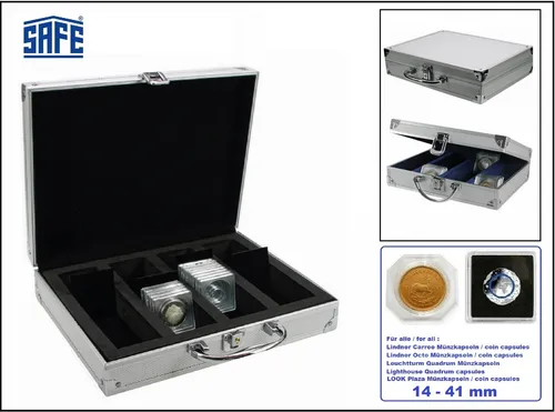 SAFE-548-Münzkoffer-Für--100-Carree-Münzkapseln-50x50mm-+-2-Teilern