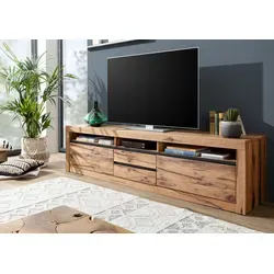 Massivmoebel24 TV-Board MONTREUX 220x50x55 - TV-Halterungen aus massiver Wildeiche/Zerreiche, geölt und nachhaltig produziert. Ein Unikat mit individueller Maserung, perfekt für stilvolle Wohnräume.
