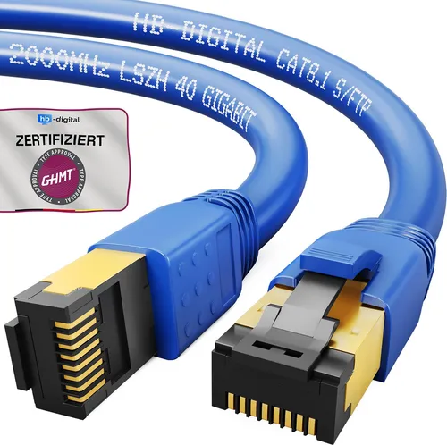 hb-digital 1,5m RJ45 Patchkabel CAT 8.1 S/FTP LSZH blau