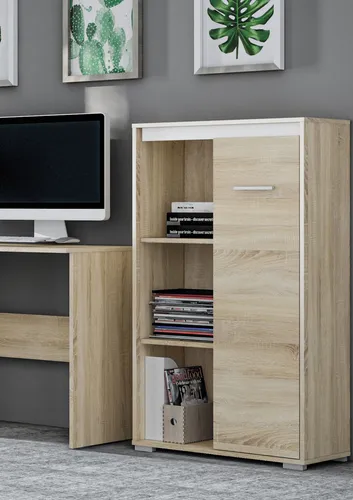 Highboard Kommode Avo 69cm Sonoma Eiche weiß anthrazit