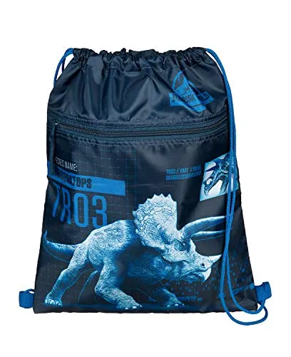 Undercover JURP7240 - Schuhbeutel mit Sicherheitsverschluss, Jurassic World, Turnbeutel mit Reißverschlusstasche ca. 32 x 41 cm