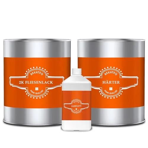 BEKATEQ Fliesenlack BK-721F - Geruchsarm und Wasserfest - 2K Epoxidharz Fliesenlack für Boden- und Wandfliesen, ideal für Renovierungen. Geruchsarm und wasserfest, perfekt für Wohnräume und hohe Belastungen.
