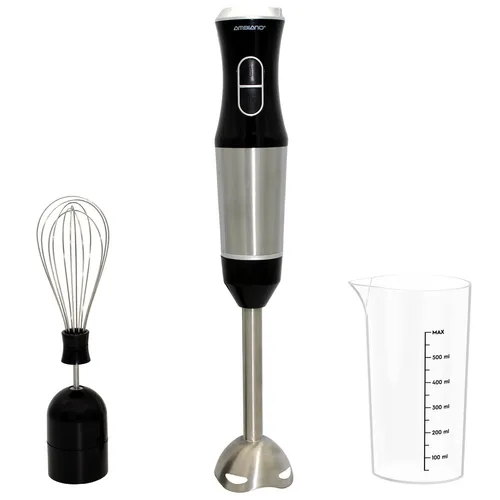 Ambiano Stabmixer Edelstahl 400 W mit Schneebesen und Messbecher - Stabmixer-Set mit 2 Geschwindigkeitsstufen und Edelstahl-Design, ideal für schnelles Rühren und Schlagen in der Küche.