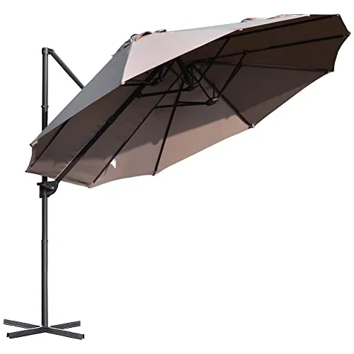 Outsunny Doppelsonnenschirm Ampelschirm mit Kurbel - Sonnenschirm für großen Schattenbereich, wasser- und UV-resistent, mit cleverem Design für Stabilität und einfache Handhabung.