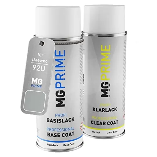 MG PRIME Autolack Spraydose für Daewoo 92U Poly Silver Metallic + Klarlack