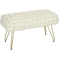 HOMCOM Samt Sitzhocker mit Kreuzwebdesign