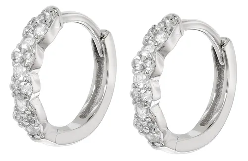 TRENDOR Schmuck Kinder-Ohrringe 925 Silber Klapp-Creolen Mit Zirkonia 68192
