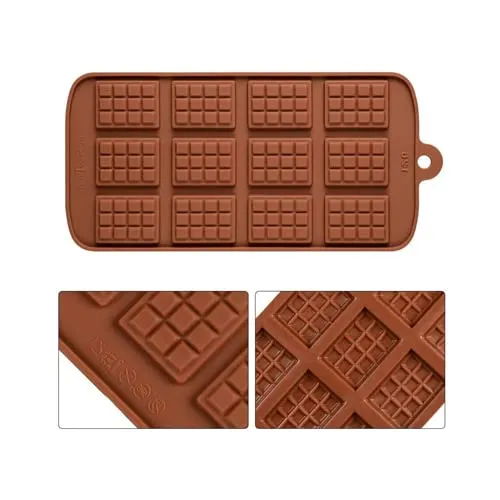 Selecto Bake Schokoladenformen, Silikon Brechbare Schokolade Formen, BPA-frei Antihaftbeschichtung Schokoladentafel Form Silikonform Braun für Schokolade, Süßigkeiten, Gelee, Eiswürfel