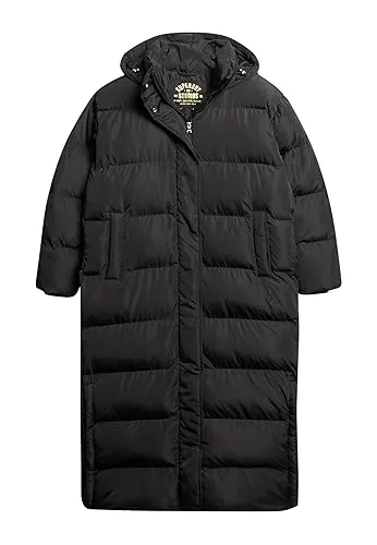 Superdry Damen Maxi-Steppmantel mit Kapuze Schwarz 36 von Superdry