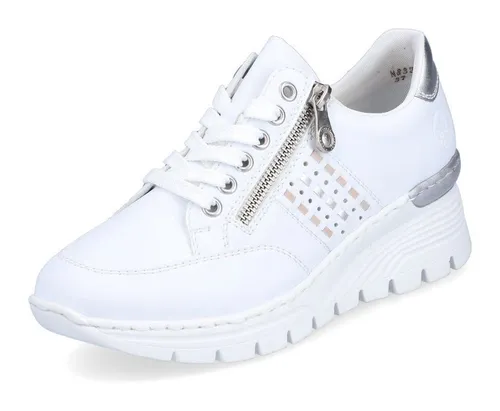 Rieker Wedgesneaker mit seitlichen Flechtdurchzügen - Sneaker low, sportlicher Freizeitschuh mit 5,5 cm Keilabsatz und herausnehmbarer Innensohle für optimalen Komfort.