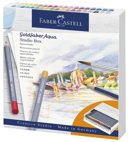 FABER-CASTELL Aquarellstifte GOLDFABER Atelierbox - Schreibutensilien mit 48 hochwertigen Aquarellstiften, ideal für kreative Künstler und Hobbyisten, die lebendige Farben und perfekte Mischbarkeit schätzen.