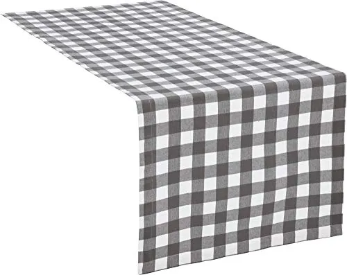 REDBEST Tischläufer, Tischdecke Landhaus karo Nashville grau Größe 40x170 cm - strapazierstark, langlebig, glattes Gewebe, mit Kuvertsaum (weitere Farben, Größen)