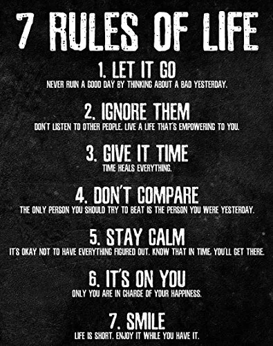 HoneyKICK Motivationsposter 7 Rules of Life, 27,9 x 35,6 cm, ungerahmt, gedruckt auf Premium-Kartonpapier