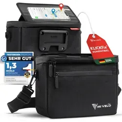 MIVELO Fahrrad Lenker Tasche mit Handyfach und KLICKfix Adapter - Fahrradtasche mit 6L Kapazität, wasserabstoßend und reflektierend für hohe Sichtbarkeit. Ideal für Radsportliebhaber, die ihre Essentials sicher und griffbereit haben wollen.