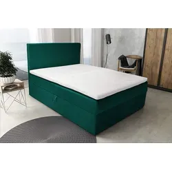 Boxspringbett S-Deluxe 140x200 Dunkelgrün mit Stauraum in grün von Best For Home