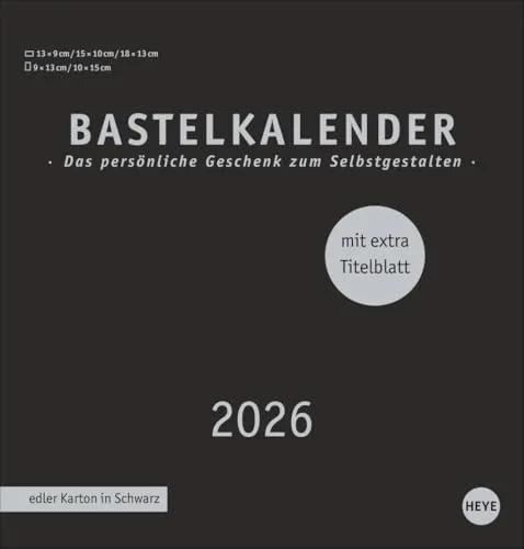 Premium-Bastelkalender schwarz mittel 2026