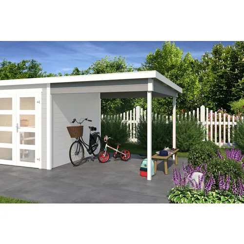 Anbaudach Outdoor Life Zambezi 250 x 250 cm lichtgrau - Gartenhäuser - Hochwertiges Holz-Anbaudach in elegantem Lichtgrau, ideal für zusätzlichen Schutz und stilvolle Gestaltung in Ihrem Garten.