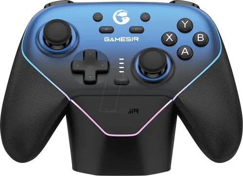 GameSir Super Nova kabelloser Controller – Nightfall Blue mit Ladestation - PC-Gamecontroller mit 1000Hz Reaktionszeit für verzögerungsfreies Gaming, Hall-Effekt-Sticks für Präzision und smarte Ladestation für 24h Spielzeit.