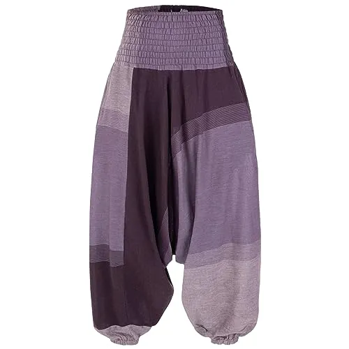 Kunst und Magie Damen orientalische Yoga Freizeit Haremshose Wellnesshose Jodpurhose, Farbe:Lila
