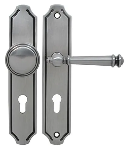 Häusler Massiv Messing Haustür Schutzbeschlag Kos LS Stahlgrau - Türklinken mit hochwertigem Messing, ideal für Haustüren mit einer Türdicke von 35-45 mm und elegantem Stahlgrau-Finish.