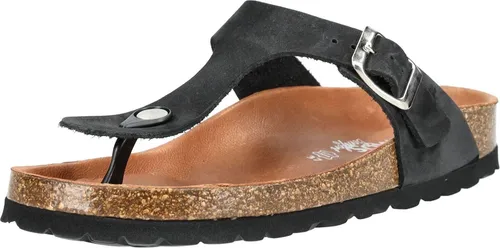 Cosmos Comfort Damen 6186-716 Sandale, schwarz, 39 EU - Damen-Zehentrenner mit lederbezogenem Korkfußbett und Riemchen aus weichem Nubukleder für optimalen Komfort und Stil.
