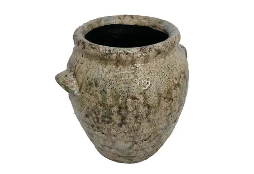 B&S Dekofigur Blumenkübel Amphore Antik - Dekofiguren mit rissiger Struktur, glasiert und 22,5 cm hoch - perfekt für Ihre Lieblingsblumen und ein stilvolles Ambiente.