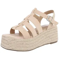 Ital-Design Moderne Plateau-Sandaletten für Damen – ideales Sommer-Design Plateausandaletten (89853003) Keilabsatz/Wedge Keilsandaletten in Beige beige|braun 40 EU
