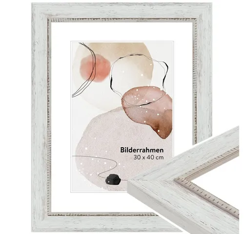 WANDStyle Bilderrahmen H690, Weiß, Massivholz im Vintage Stil