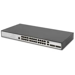 Digitus DN-80221-3 19 Zoll Netzwerk-Switch RJ45/SFP 24 + 4 Port - SWITCHES mit 24 RJ45 und 4 Uplink-Ports, ideal für mittelgroße bis große Netzwerke, bietet Smart-Features für einfache QoS-Anwendungen und einfache 19'' Montage.