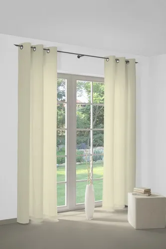 Wirth Vorhang WirthNatur, Ösen, blickdicht, beige 127 cm x 145 cm - Gardinen in hochwertiger Baumwolle, blickdicht und energiesparend, ideal für gemütliche Wohnräume.